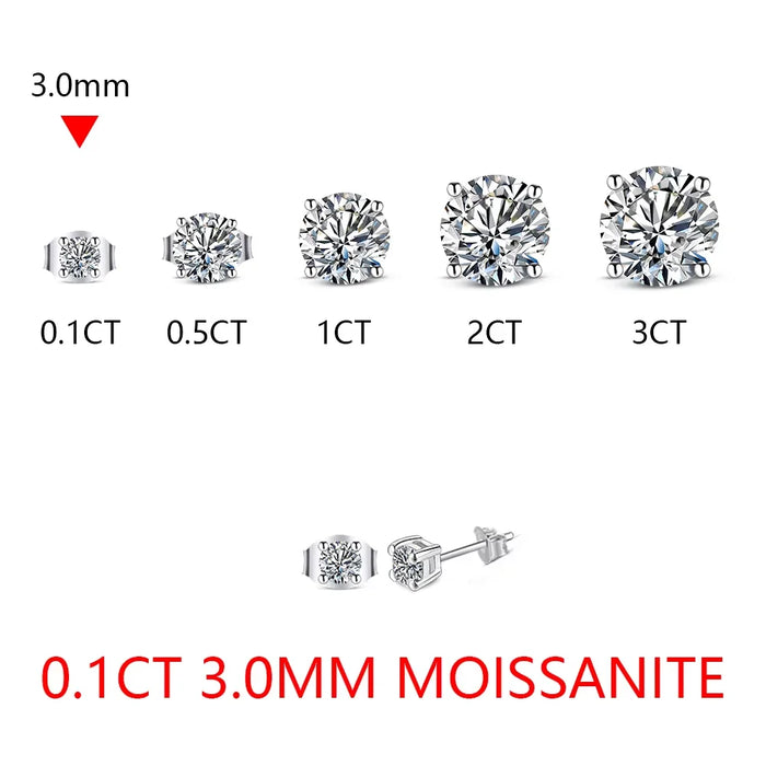 Moissanite Stud Earrings – 2ct D-Color Round Cut