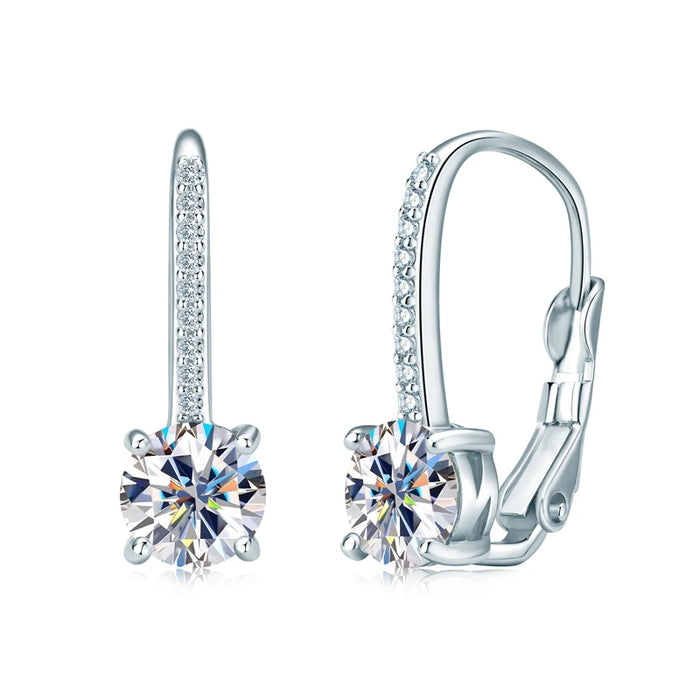 925 Sterling Silver Drop Earrings – 1ct D-Color Moissanite