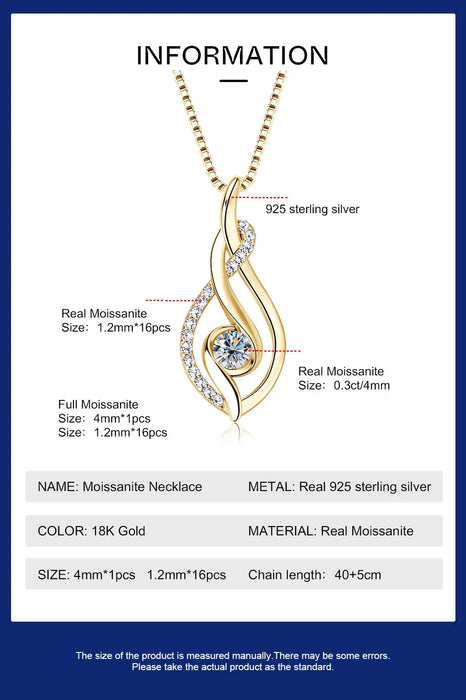 Moissanite Pendant Necklace – D Color VVS1 Twisted Design SF