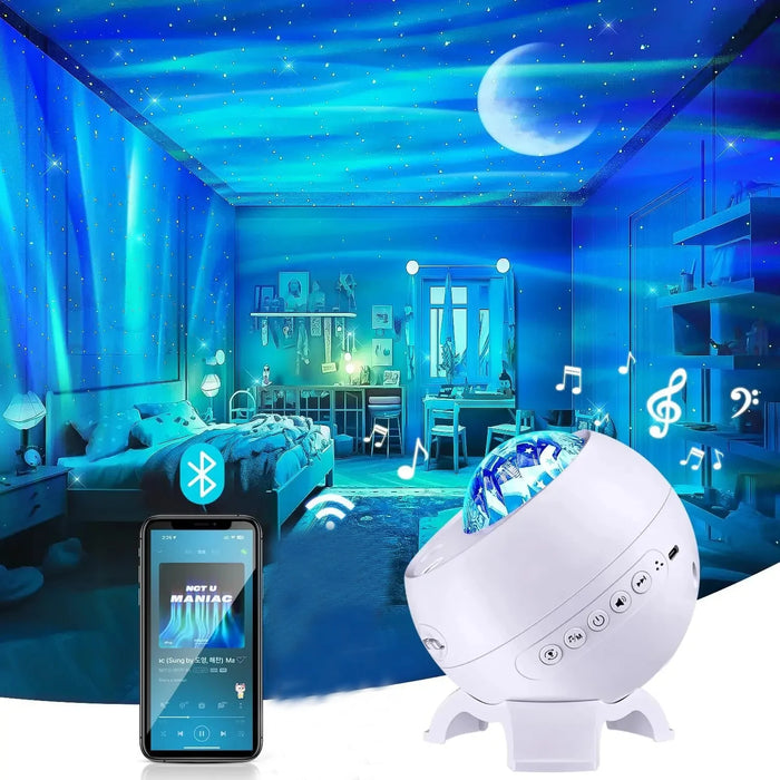 Galaxy Projector with Northern Lights, Moon & Bluetooth Speaker – Night Light for Bedroom

