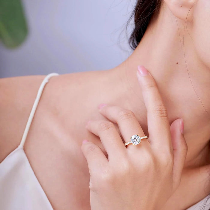 1-2 CT Moissanite Engagement Ring – D Color Lab-Certified Diamond