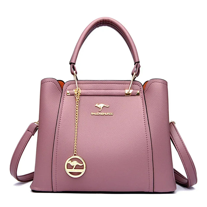 Women’s Soft PU Leather Handbag – Fashionable Casual Tote with Sequined Detail - Samanta Factory