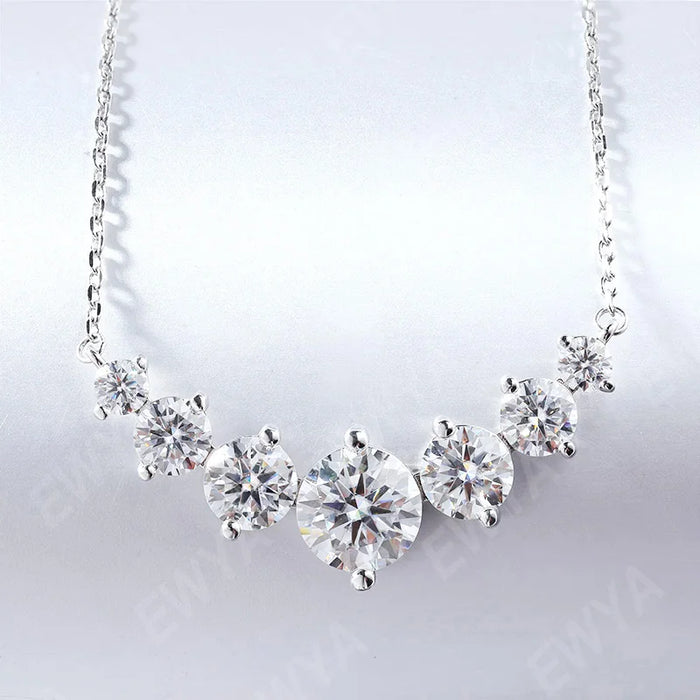 Moissanite Pendant Necklace – 7-Stone 925 Sterling Silver D-Color VVS1