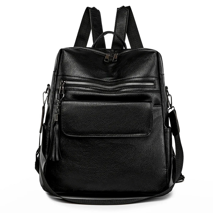 Compact PU Softback Backpack – Fashionable Tassel Design for Women