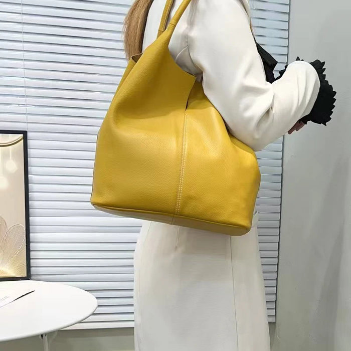 Bucket Bag – Soft Versatile Leather Shoulder Handbag for Women - Samanta Factory