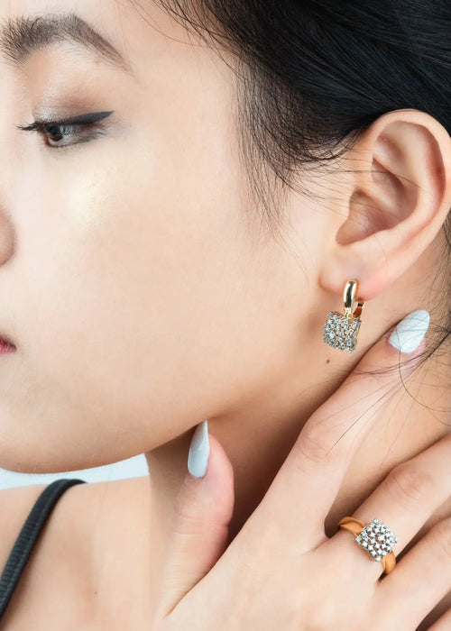 Square CZ Jewelry Set – 14K Gold Plated Copper SF