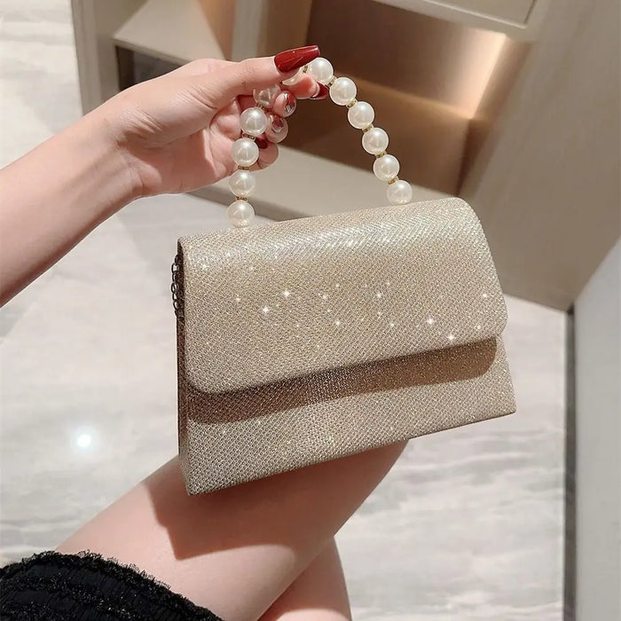 Women's Evening Clutch Bag – Soft Polyester Banquet Handbag with Metal Detailing