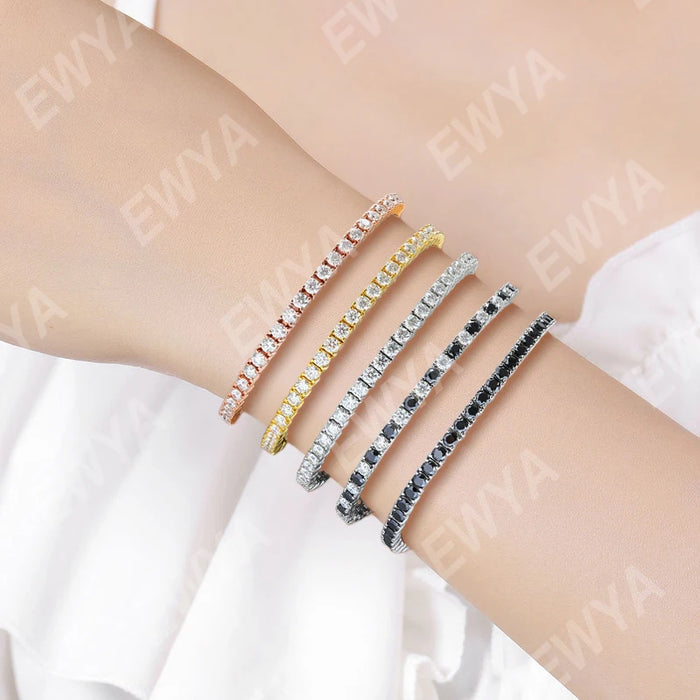 EWYA D Color Moissanite Tennis Bracelet 925 Silver 18K Gold - Samanta Factory
