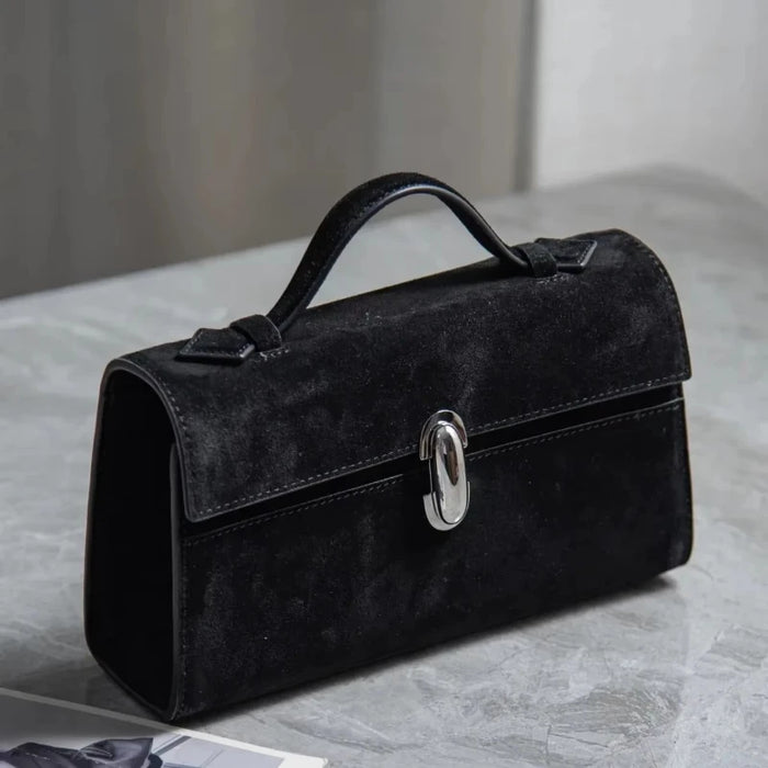 Women’s Leather Baguette Handbag – Minimalist Day Clutch