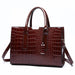Luxury Crocodile Pattern Handbag – Large Capacity Vintage Women’s Leather Tote Shoulder Bag SF