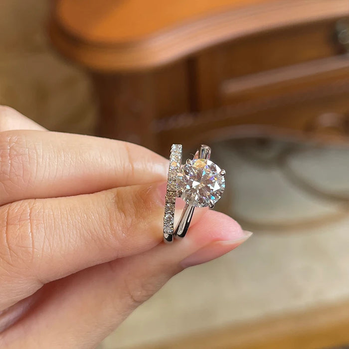 Moissanite Engagement Ring – 2.0ct Round Center Stone