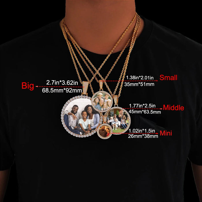 Personalized Bling Circle Necklace with Engraving – Memory Jewelry for Men & Women SF