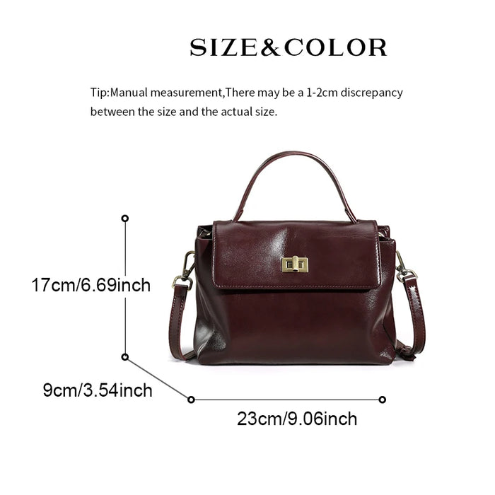 Women’s  Leather Shoulder Bag – Compact Casual Satchel