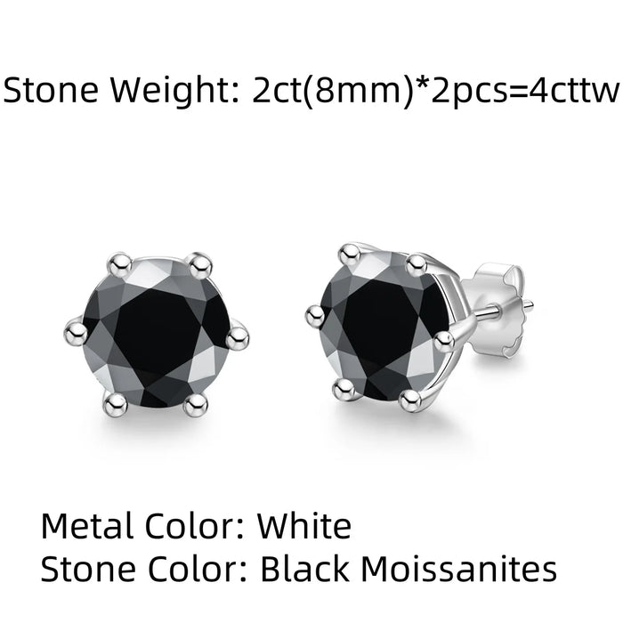Moissanite Stud Earrings – 2ct Round Brilliant 925 Sterling Silver