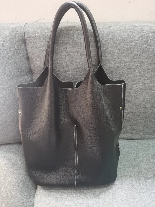 Bucket Bag – Soft Versatile Leather Shoulder Handbag for Women - Samanta Factory