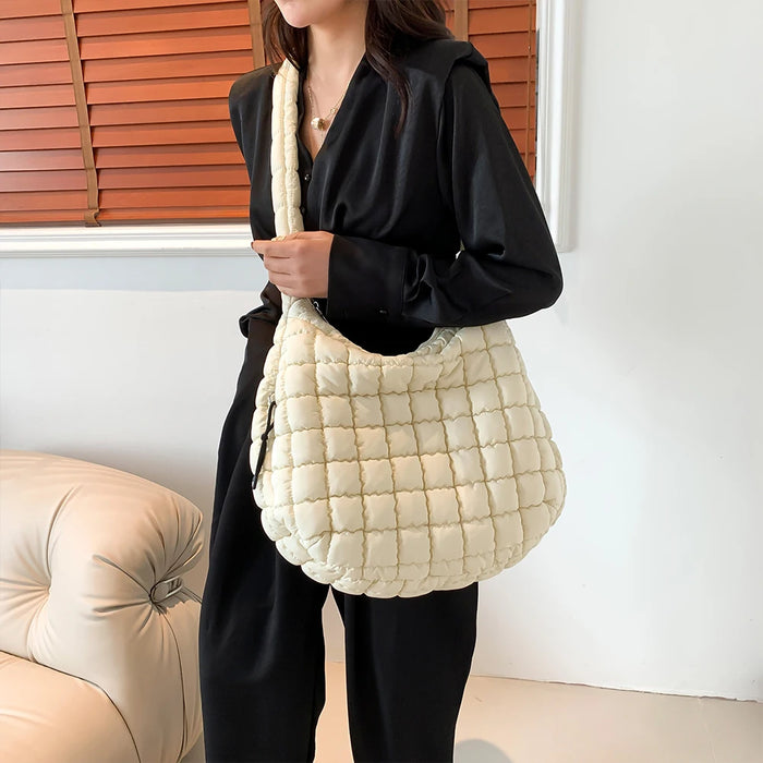 Women’s Puffer Shoulder Bag – Fashion Bubble Tote with Large Capacity