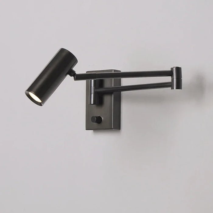Modern Wall Lamp with Dimmable Switch – Rocker Arm Retractable LED Reading Light - Samanta Factory