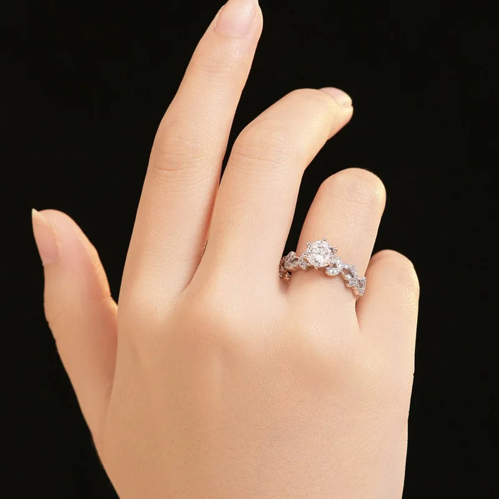 Moissanite Ring – S925 Sterling Silver 18K White Gold Plated