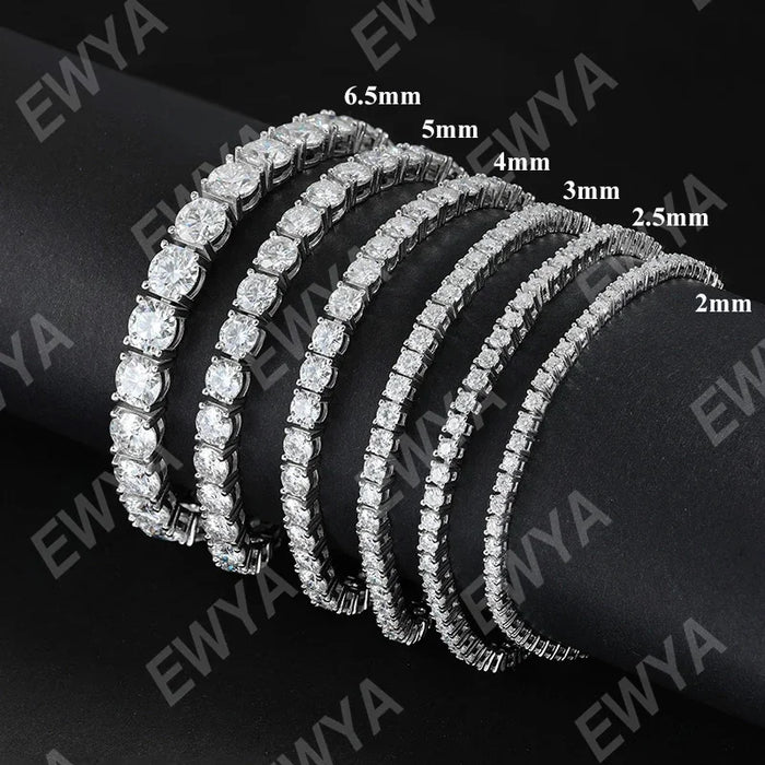 EWYA D Color Moissanite Tennis Bracelet 925 Silver 18K Gold - Samanta Factory