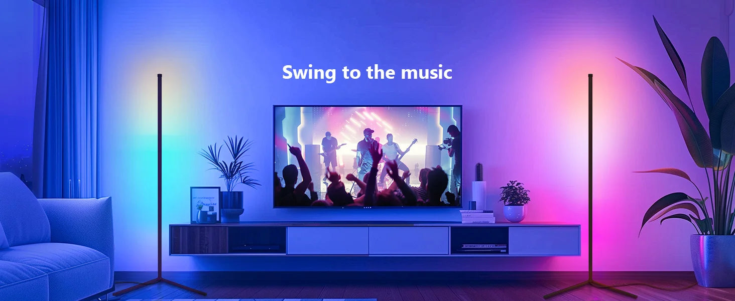 Modern RGBIC Smart Floor Lamp with 16M Colors, Music Sync & Remote App Control - Samanta Factory