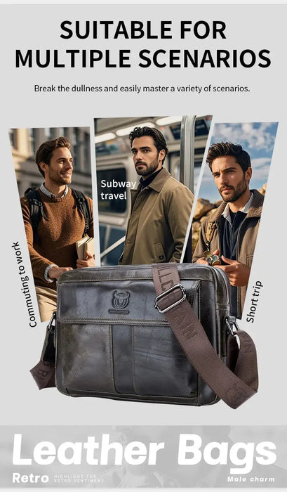 Leather Business Shoulder Bag – Soft Men’s Work Messenger Bag SF