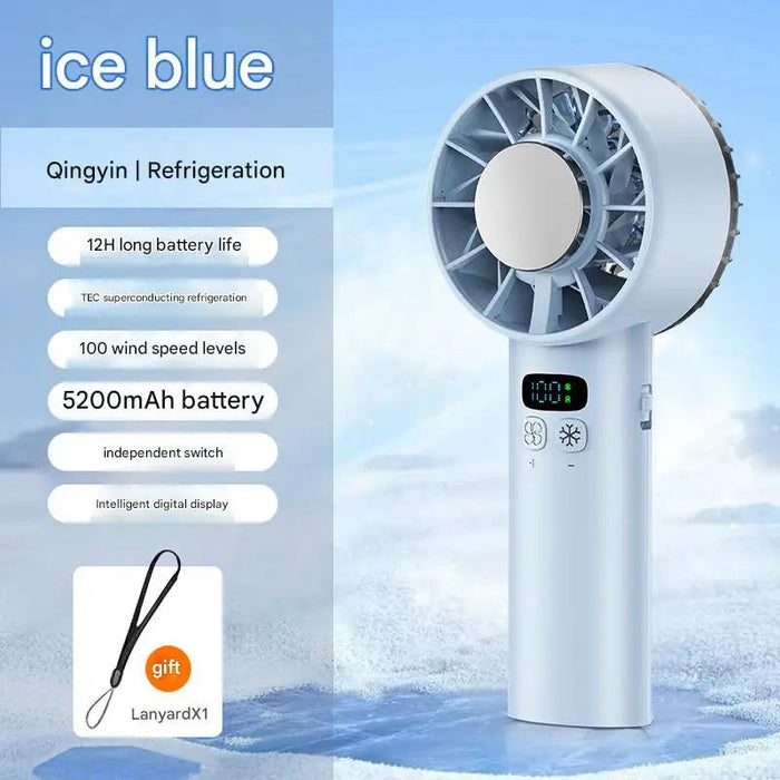 Portable Ice Cooling Handheld Fan – 5200mAh USB Rechargeable High-Speed Mini Fan Sf