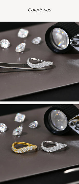S925 Moissanite Ring – D-Color VVS1 Wavy Band