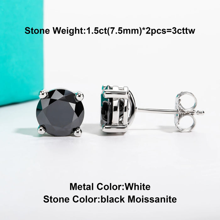 10K Gold Post Moissanite Stud Earrings with GRA Certificate