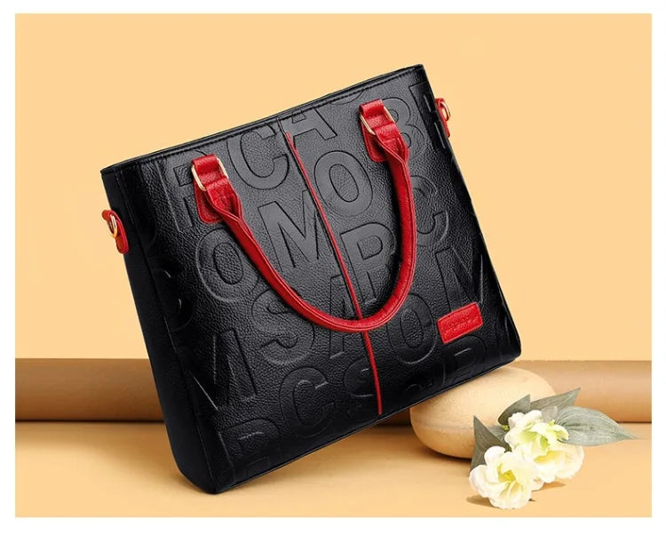 Women's Large Capacity PU Leather Tote Bag – Minimalist Urban Shoulder Bag SF