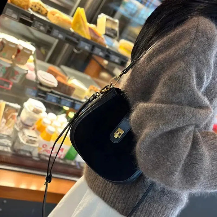 Cow Leather Shoulder Bag – Soft Half Moon Shape SF