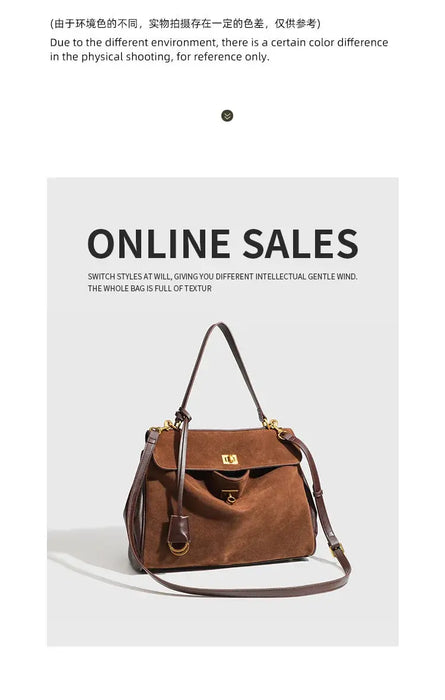 Microfiber Leather Shoulder Bag – Large Square with Lock SF