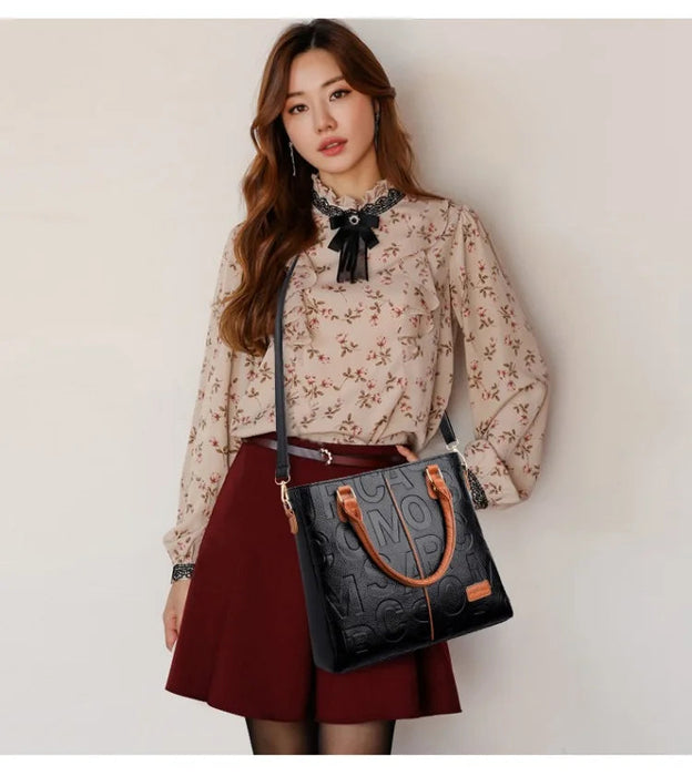 Women's Large Capacity PU Leather Tote Bag – Minimalist Urban Shoulder Bag SF