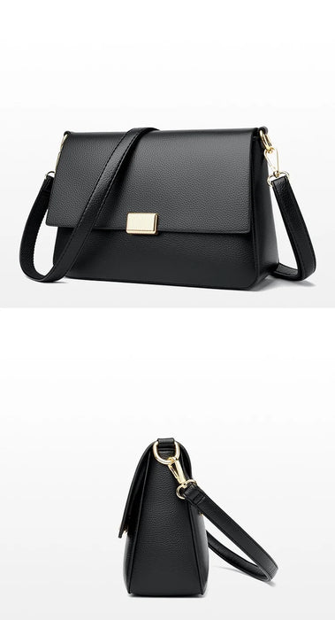 Women’s Genuine Leather Shoulder Bag – Square Ruched Handbag with Hasp Closure - Samanta Factory
