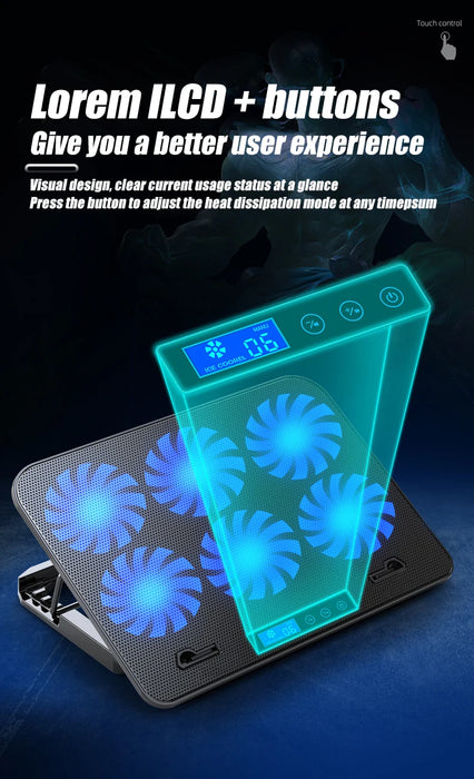 Laptop Cooling Pad – 6-Fan Ultra-Quiet Airflow for 13–18" Notebook