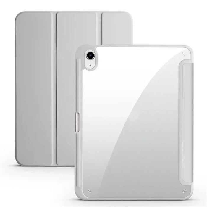 iPad Case with Pen Holder – Trifold PU Leather & Clear Acrylic Hard Back Stand Cover SF