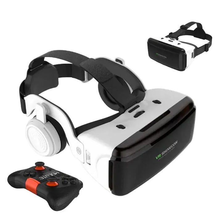 Smartphone VR 3D glasses headset with adjustable lenses and Bluetooth controller for immersive virtual reality
