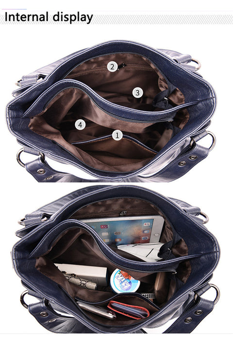 Genuine Leather Tote Bag – Vintage Unisex Handbag with Large Capacity - Samanta Factory