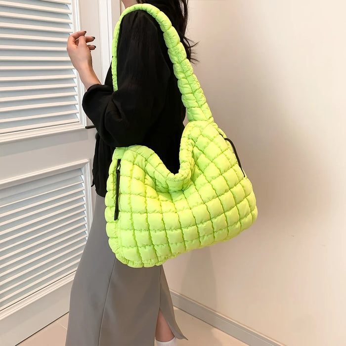 Women’s Puffer Shoulder Bag – Fashion Bubble Tote with Large Capacity