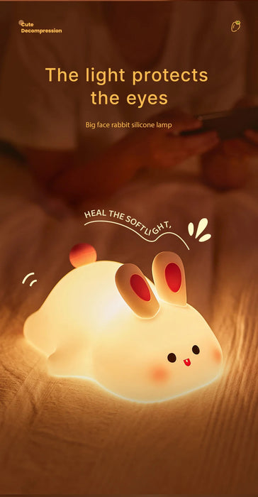 Cute Rabbit Night Light Silicone Lamp – Touch Sensor Soft LED Kids Sleep Light SF