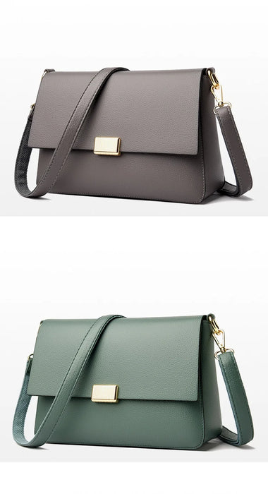 Women’s Genuine Leather Shoulder Bag – Square Ruched Handbag with Hasp Closure - Samanta Factory