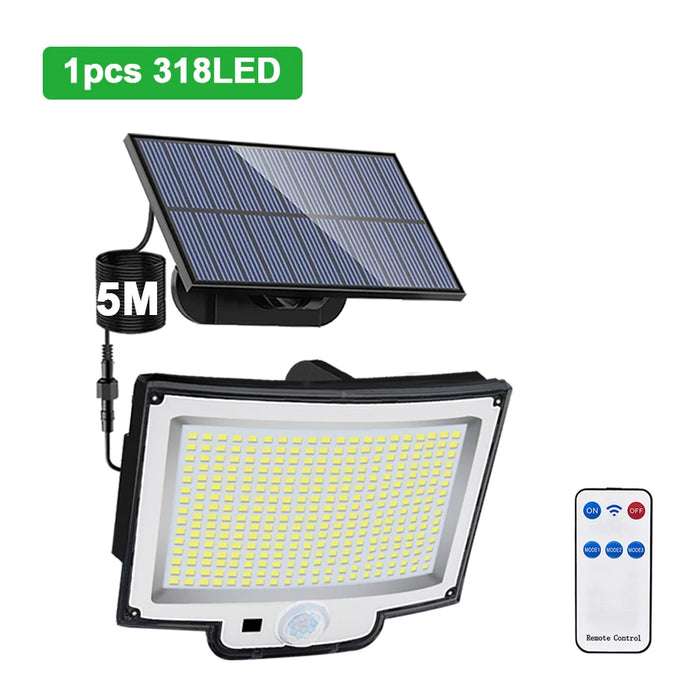 Solar Security Light – 3-Head Motion Sensor with Super Bright 348 LEDs