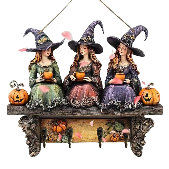 Wooden Key Holder Wall Mount – Rustic Pumpkin Halloween Decor & Organizer