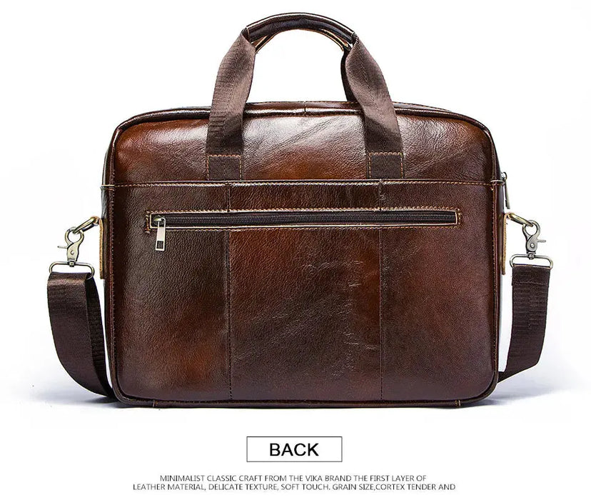 Leather Business Briefcase – Lightweight Men’s Work Tote Bag SF