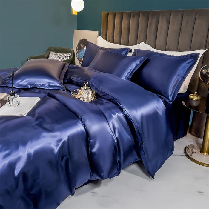Schpert Rayon Bedding Set – Solid Color Duvet Cover with Pillowcases and Sheet, Twin to King - Samanta Factory