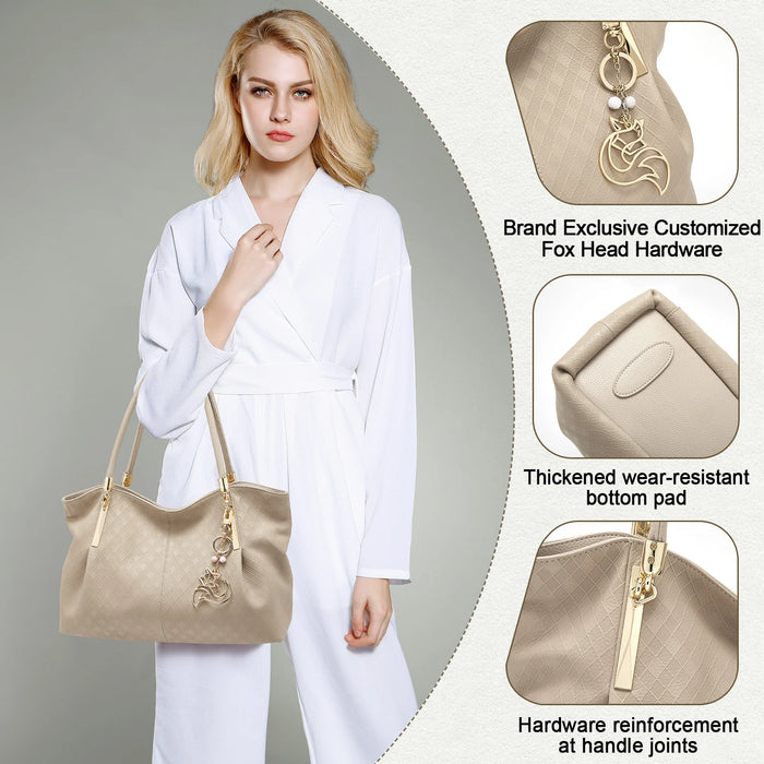 Genuine Leather Shoulder Bag – Elegant Casual Tote with Beading & Sequins for Women - Samanta Factory