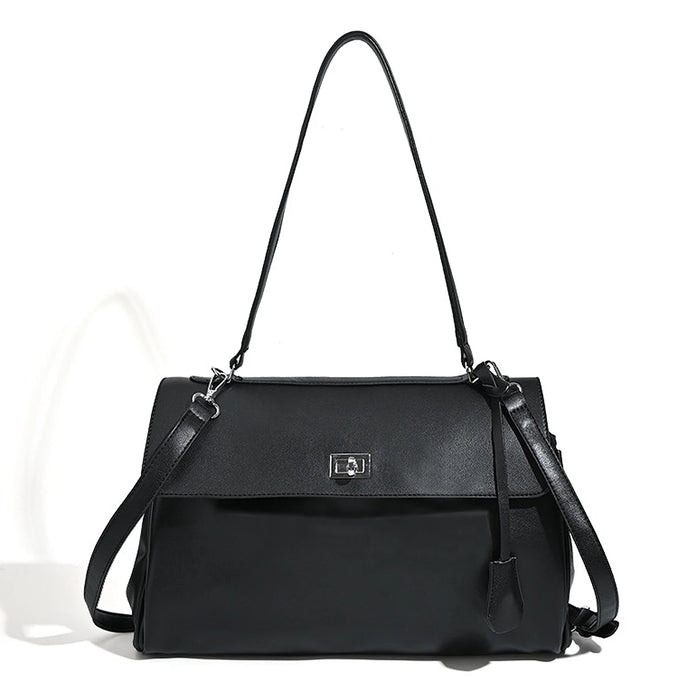 PU Leather Shoulder Bag - Lock Flap Crossbody Design