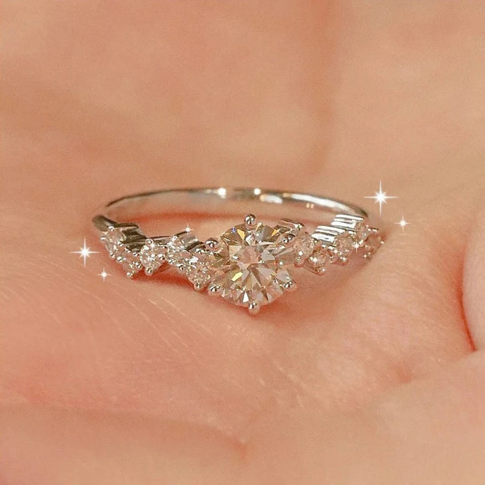 Moissanite Ring – S925 Sterling Silver 18K White Gold Plated