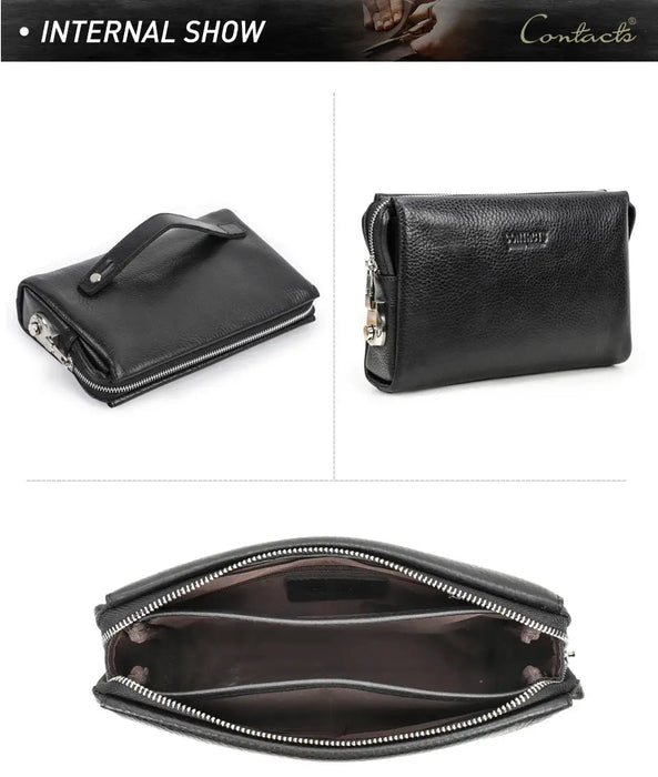 Men’s Leather Clutch Bag – Large Capacity Casual Hand Carry Bag SF