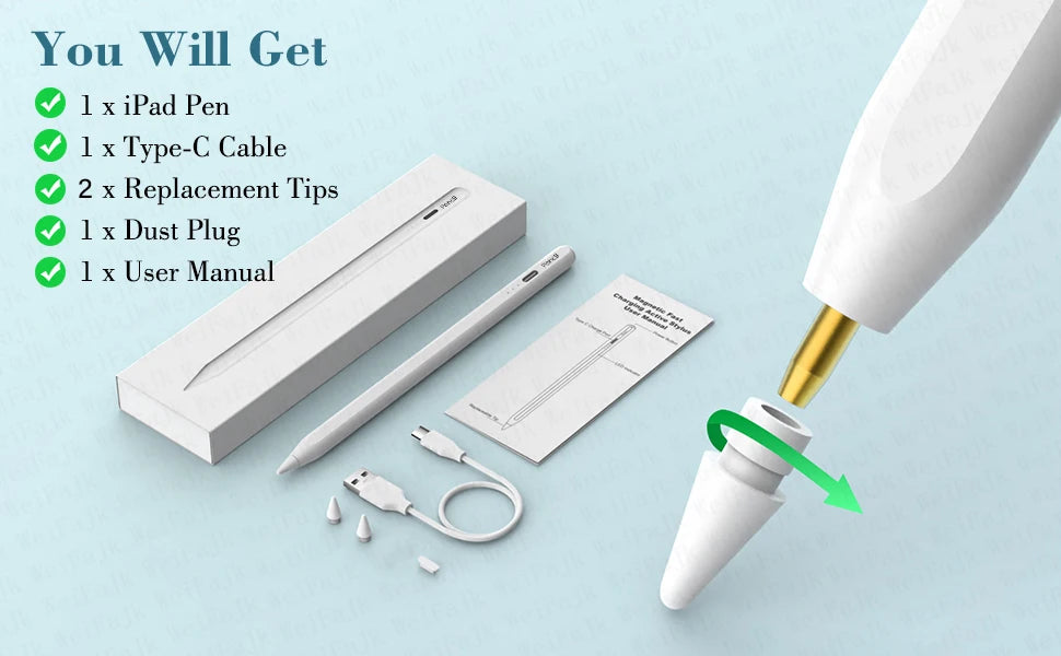 iPad Stylus Pen – Magnetic Tilt Sensitive Palm Rejection Pencil for iPad Pro Air Mini SF