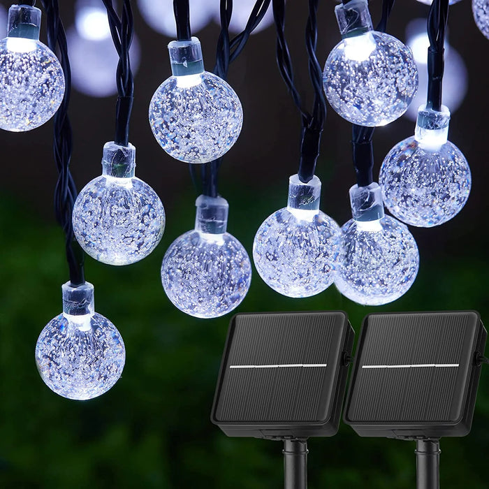 Solar Crystal Globe String Lights – 60 LED Waterproof Fairy Lights with 8 Lighting Modes - Samanta Factory